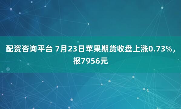 配资咨询平台 7月23日苹果期货收盘上涨0.73%,报7956元