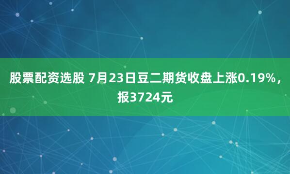 股票配资选股 7月23日豆二期货收盘上涨0.19%,报3724元